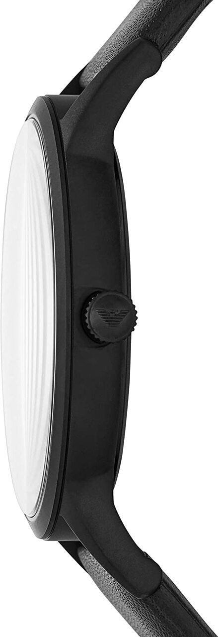 Emporio Armani Black Leather Mens Watch with Sleek Dial AR11276