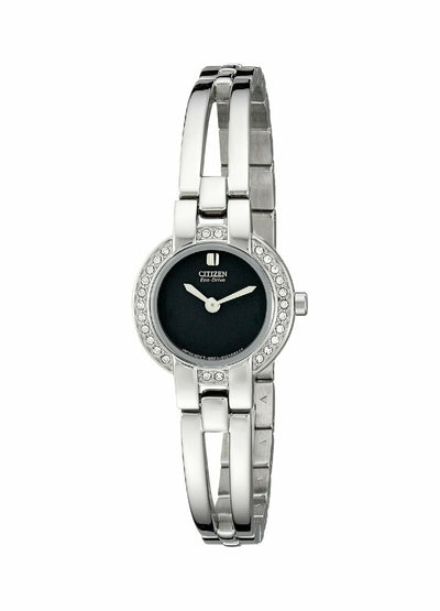 Citizen Silhouette Eco-Drive Black Dial Stainless Steel Bangle Womens Watch