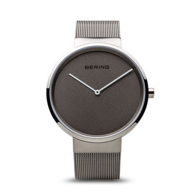 Bering Classic  Brushed Silver 39mm Grey Mesh Watch