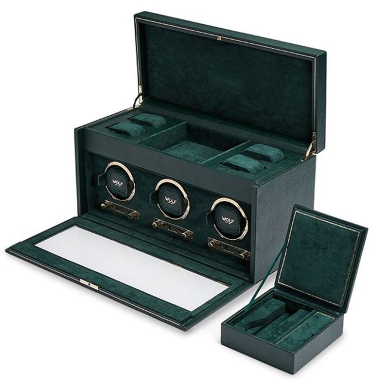 Wolf British Racing Triple Watch Winder with Storage