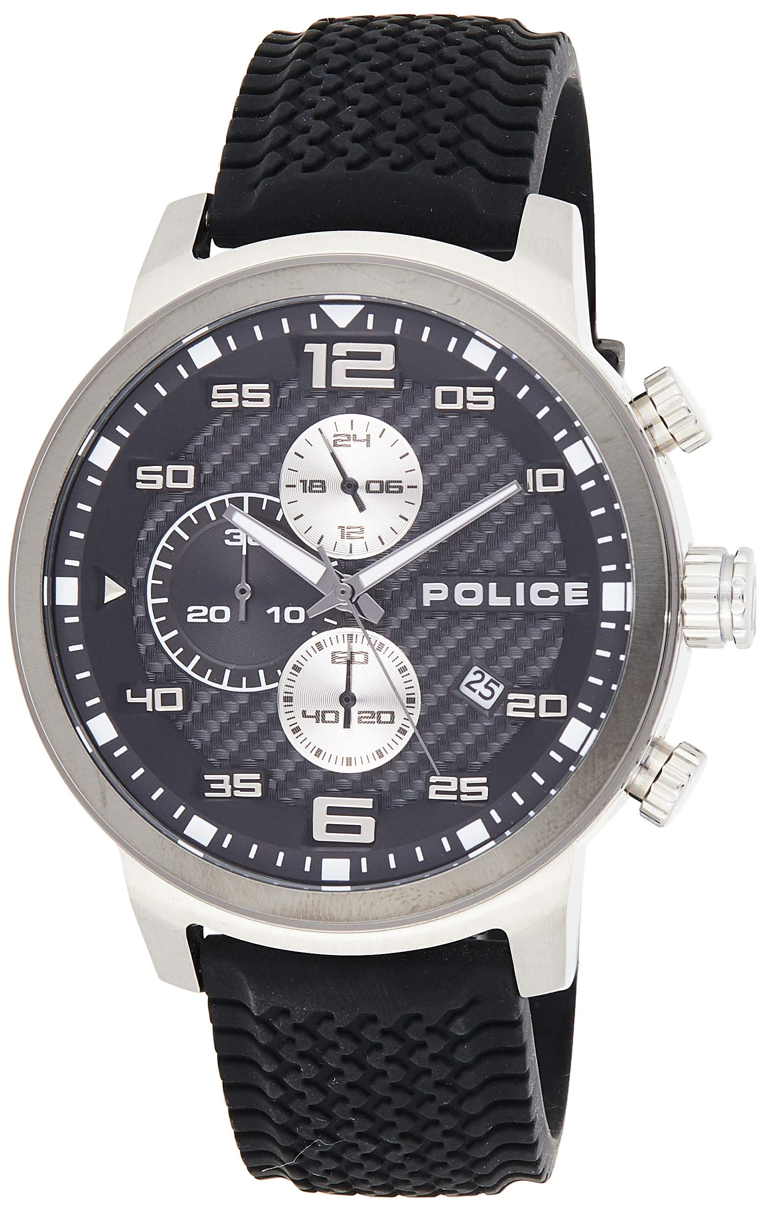 Police Bromo Black & Silver Silicone Watch PL.15657JSTU/02P