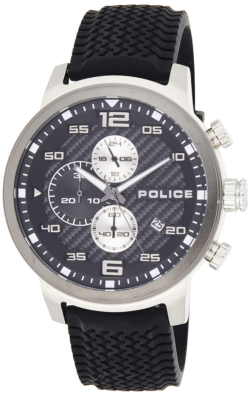 Police Bromo Black & Silver Silicone Watch PL.15657JSTU/02P
