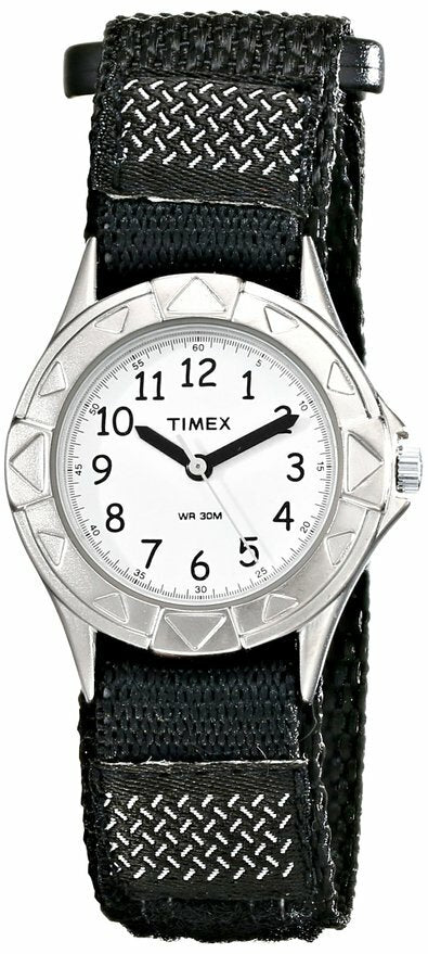 Timex Kids' T79051 My First Timex Stainless Steel Watch With Black Canvas Band