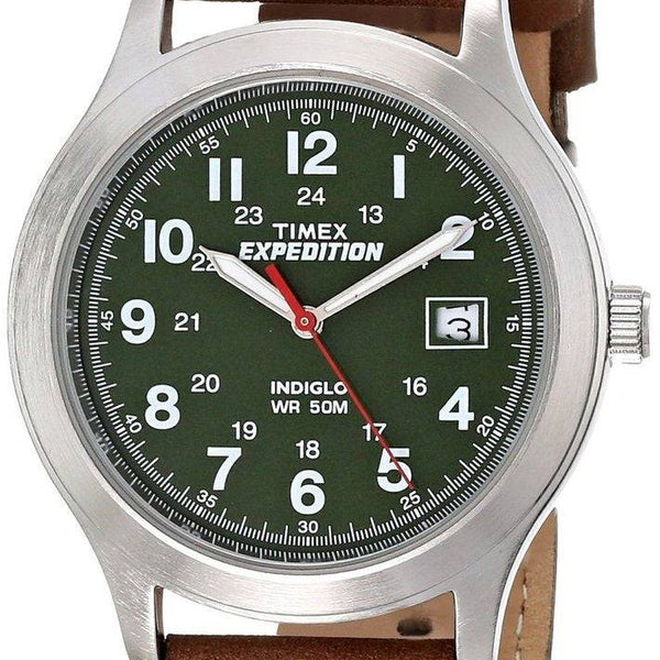 Timex Expedition Metal Field Olive Dial Brown Leather Strap T40051 M Watch Direct