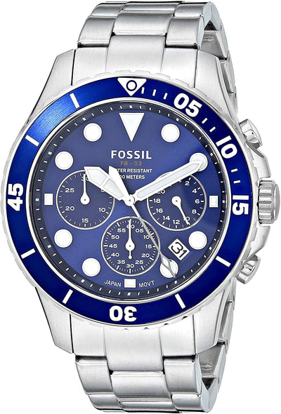 Fossil Chronograph Sport Blue Dial Stainless Steel Watch FS5724