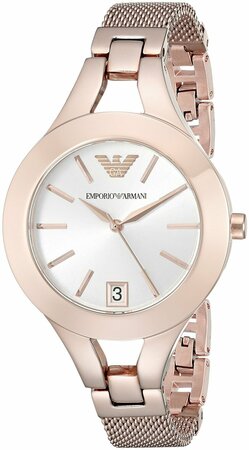 Emporio Armani Women's Rose Gold Silver Dial Watch AR7400