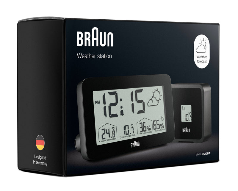 Braun Digital Weather Station Clock Black