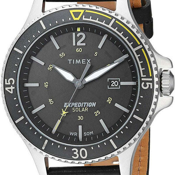 Timex Mens Tw4B14900 Expedition Ranger Solar Black Leather Strap
