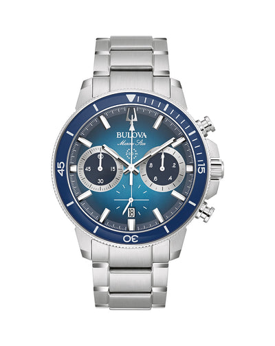 Bulova Marine Star Blue Dial Mens Watch 96B380