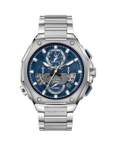 Bulova Precisionist Chronograph Blue Dial Mens Watch 96B349