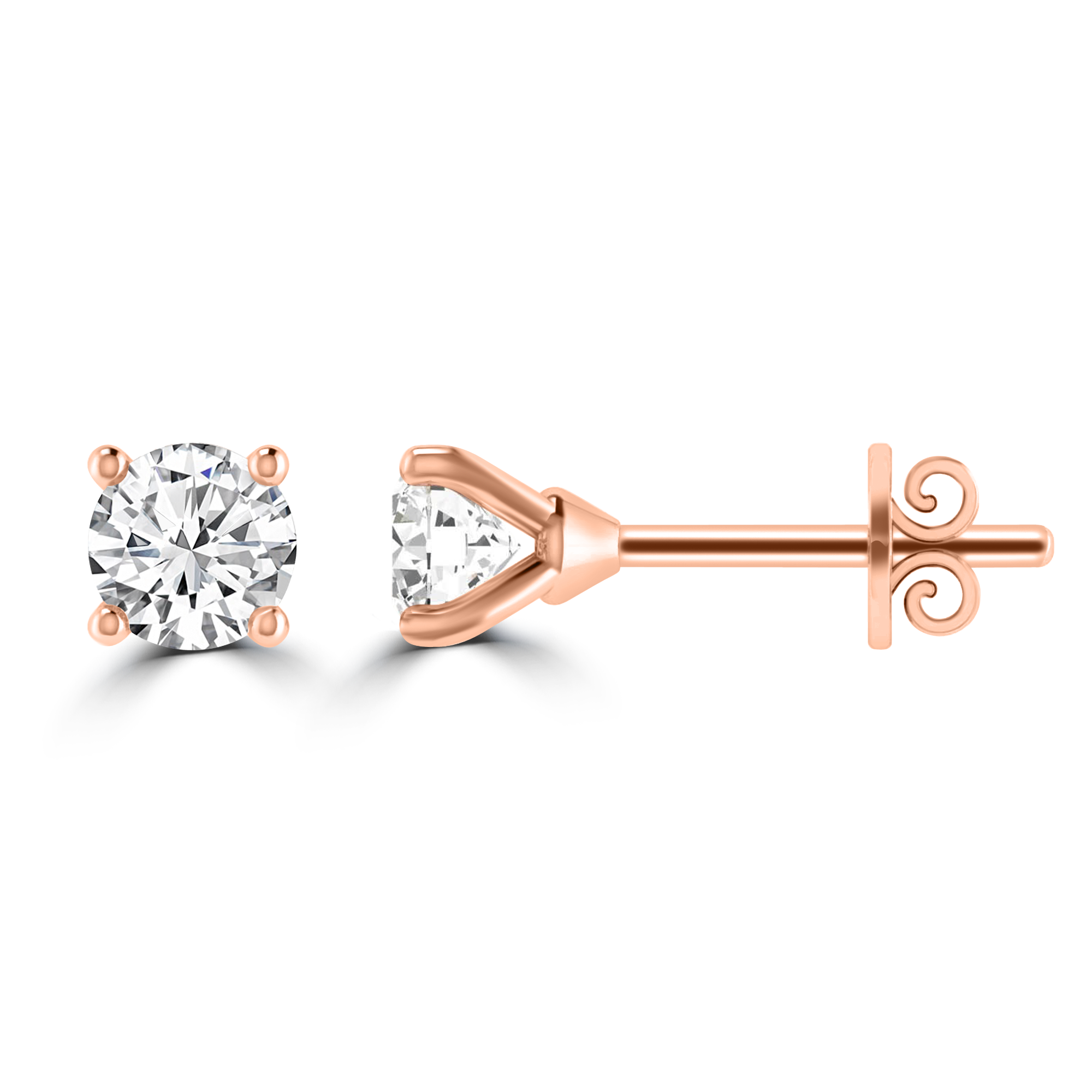 0.33ct GH I1 Diamond 4 Claw Studs in 9K Rose Gold