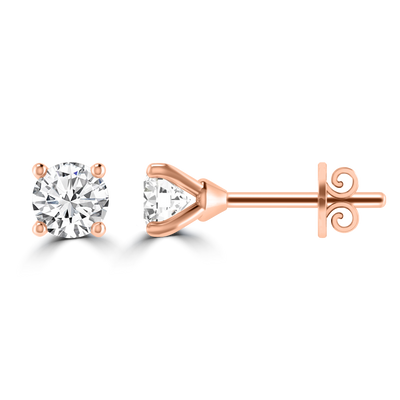 0.50ct GH I1 Diamond 4 Claw Studs in 9K Rose Gold