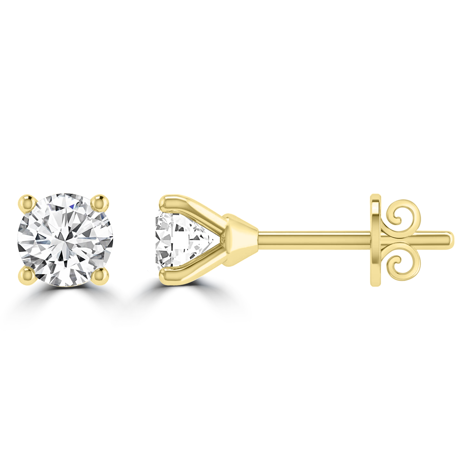 0.50ct GH I1 Diamond 4 Claw Studs in 9K Yellow Gold