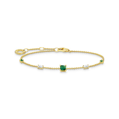 THOMAS SABO Bracelet with green and white stones gold