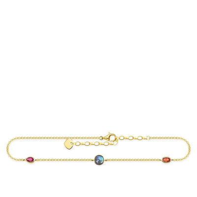 Thomas Sabo Anklet Colourful Stones, Gold