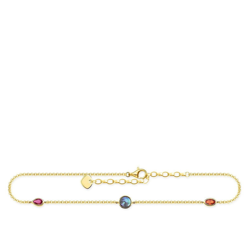 Thomas Sabo Anklet Colourful Stones, Gold