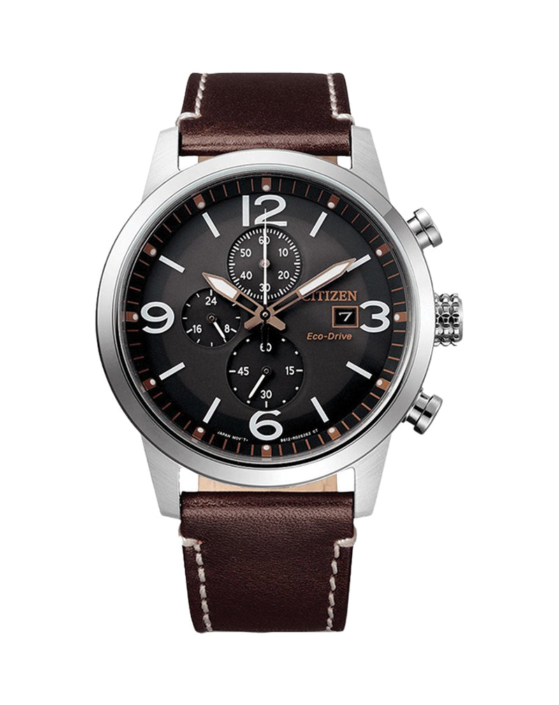 Citizen Chronograph Brown Leather Mens Watch CA7040-14H