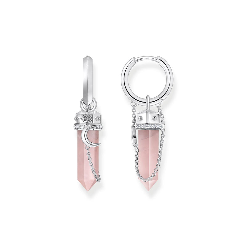 THOMAS SABO Crystal Hoop Earrings with Rose Quartz Silver