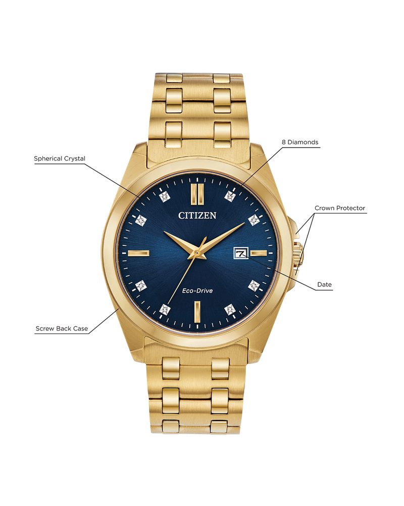 Citizen Corso Gold Case and Blue Dial Dress Watch BM7103-51L