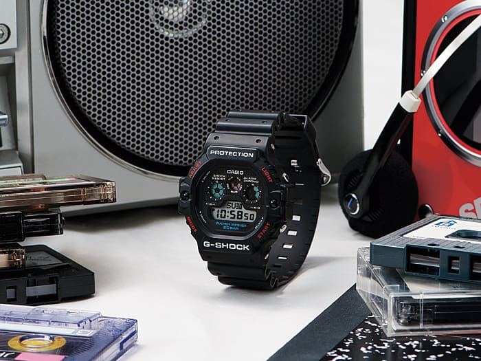 G-Shock digital wristwatch with a black band and face.