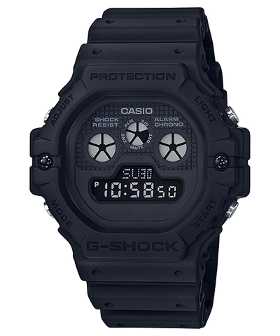 Black Casio G-Shock digital wristwatch with a rugged design.