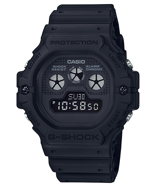 Black Casio G-Shock digital wristwatch with a rugged design.