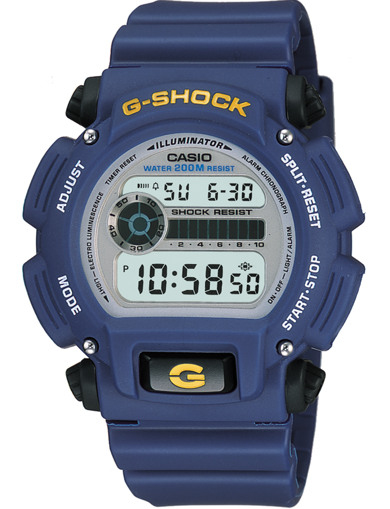 Blue G-Shock digital watch with a rugged design and multiple display features.