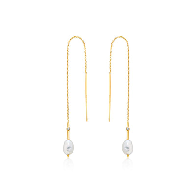 Ania Haie Pearl Threader Earrings Gold