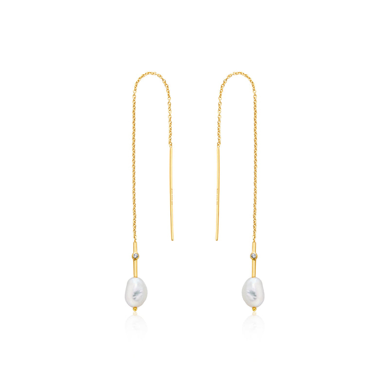 Ania Haie Pearl Threader Earrings Gold