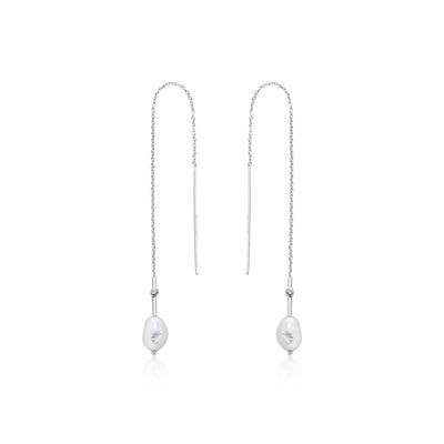 Ania Haie Pearl Threader Earrings Silver