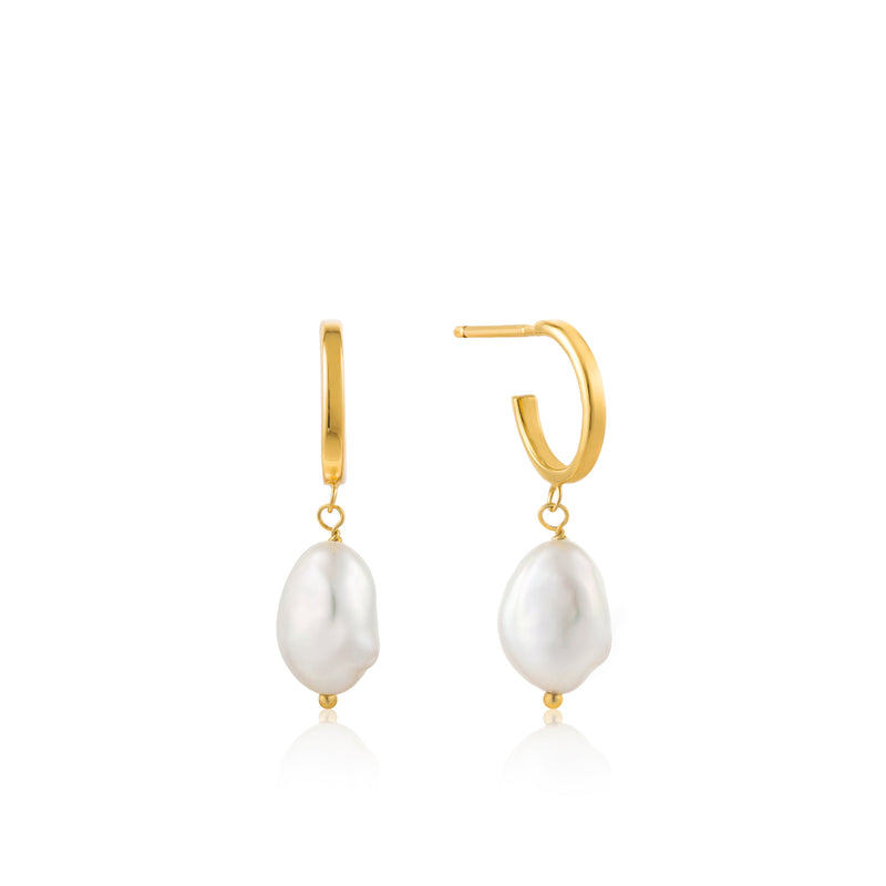 Ania Haie Pearl Mini Hoop Earrings Gold