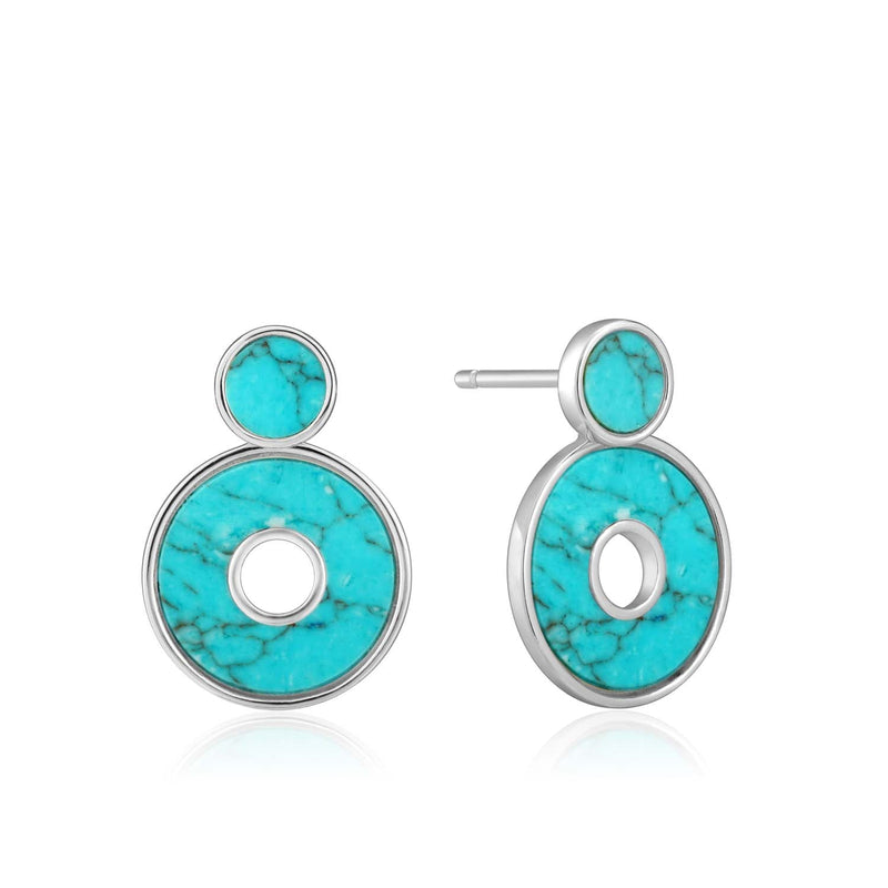 Ania Haie Turquoise Disc Ear Jackets - Silver