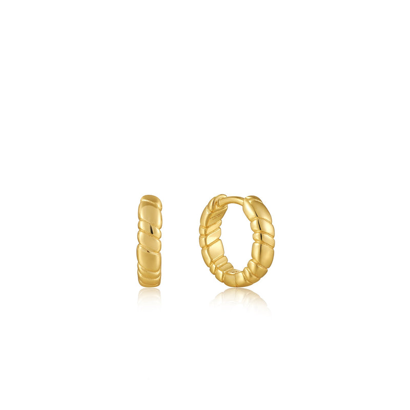 Ania Haie Gold Smooth Twist Huggie Hoop Earrings