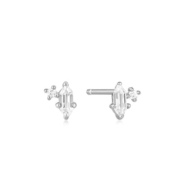 Ania Haie Silver Sparkle Emblem Stud Earrings