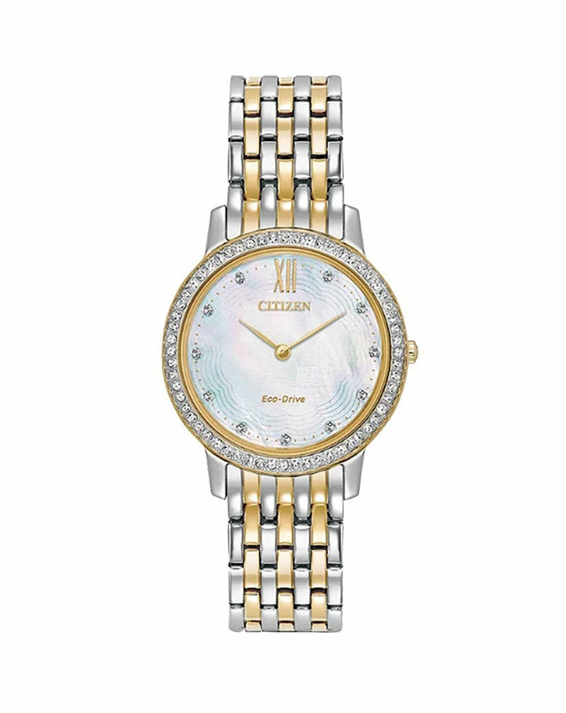 Citizen Silhouette Crystal Mother Of Pearl Dial Womens Watch Set