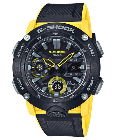 G Shock DUO Carbon Core Black and Yellow Mens Watch GA2000-1A9