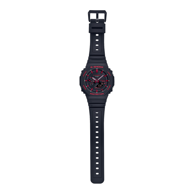 G-Shock Octagonal Black Resin Band Red Bluetooth Watch GAB2100BNR-1A