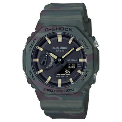 G-Shock wristwatch with a dark green band and black dial face.