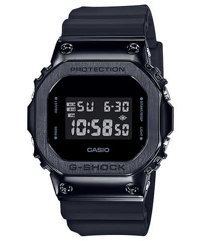 Black digital G-Shock watch with a square face and resin band.