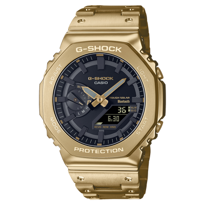 Gold-colored G-Shock wristwatch with a black dial face.