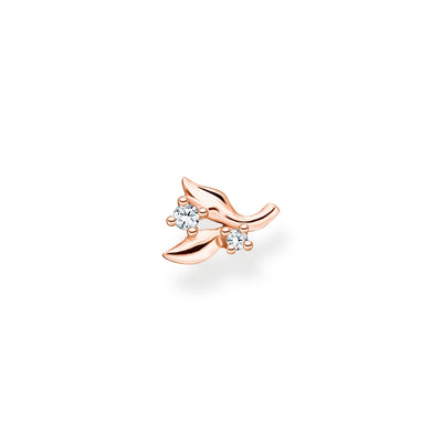 Thomas Sabo Single ear stud leaves white stones rose gold