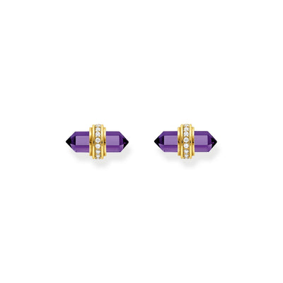 THOMAS SABO Crystal Stud Earrings with Imitation Amethyst Gold