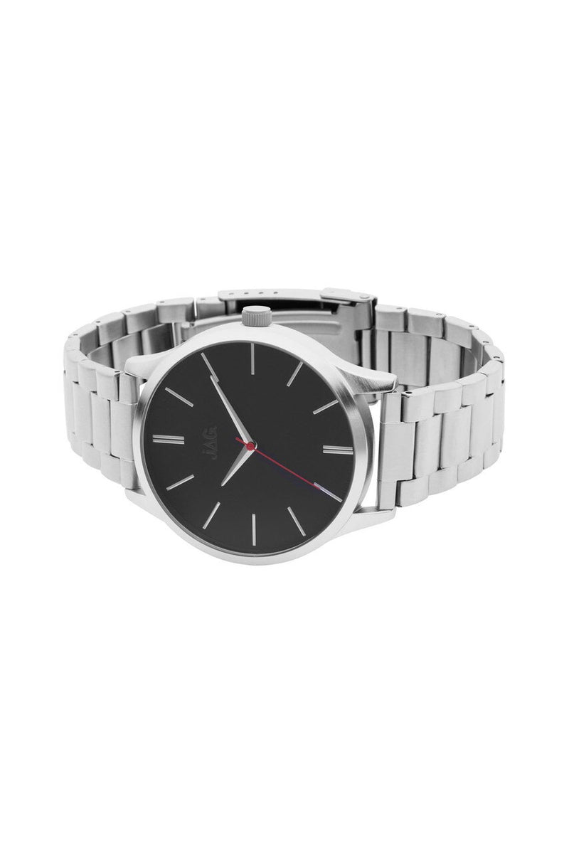 Jag Malcom Black Dial Silver Clear Bracelet Mens Watch