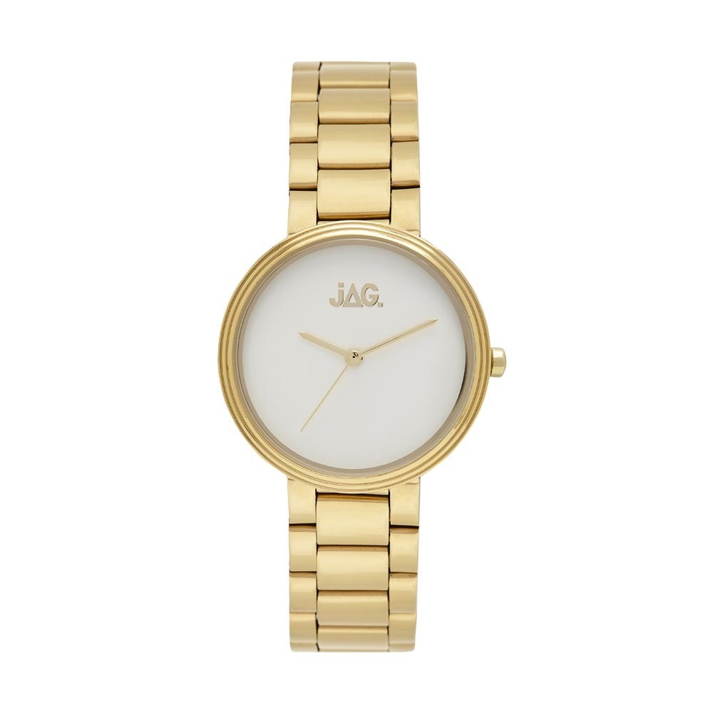 Jag Natalie White Matt Dial Gold Plated Womens Watch