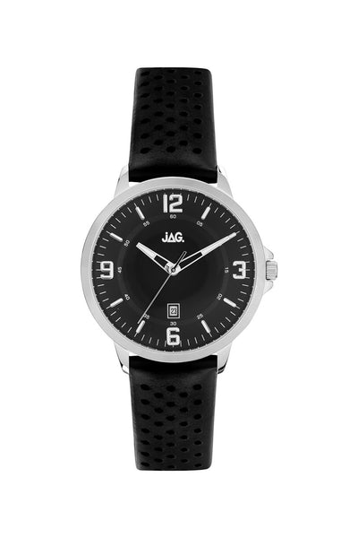 Jag Archie Black Leather Mens Watch