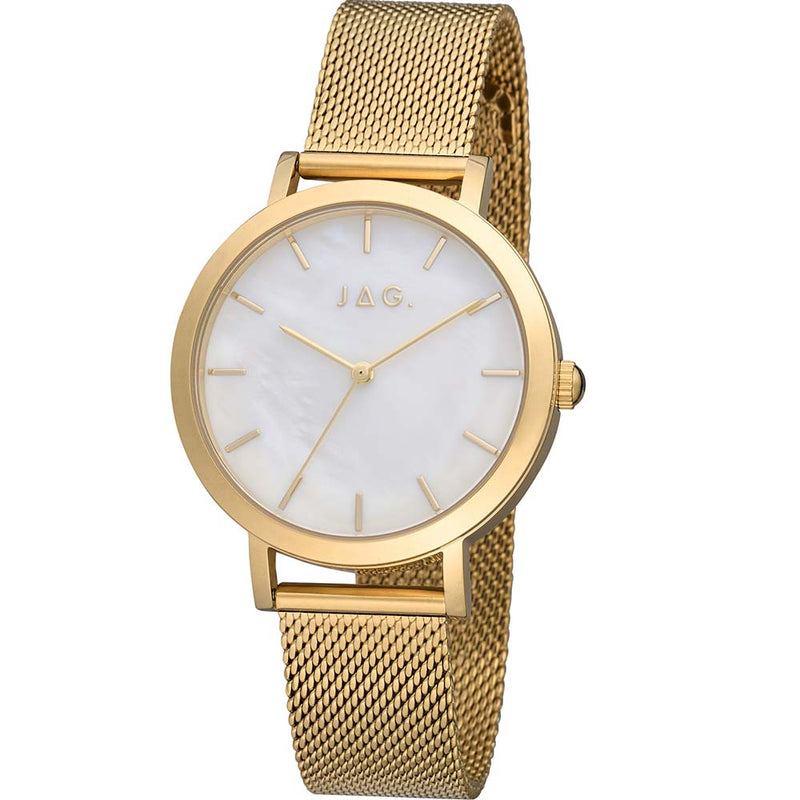 Jag Olivia Ladies Gold Mesh Mother Of Pearl Watch J2560A