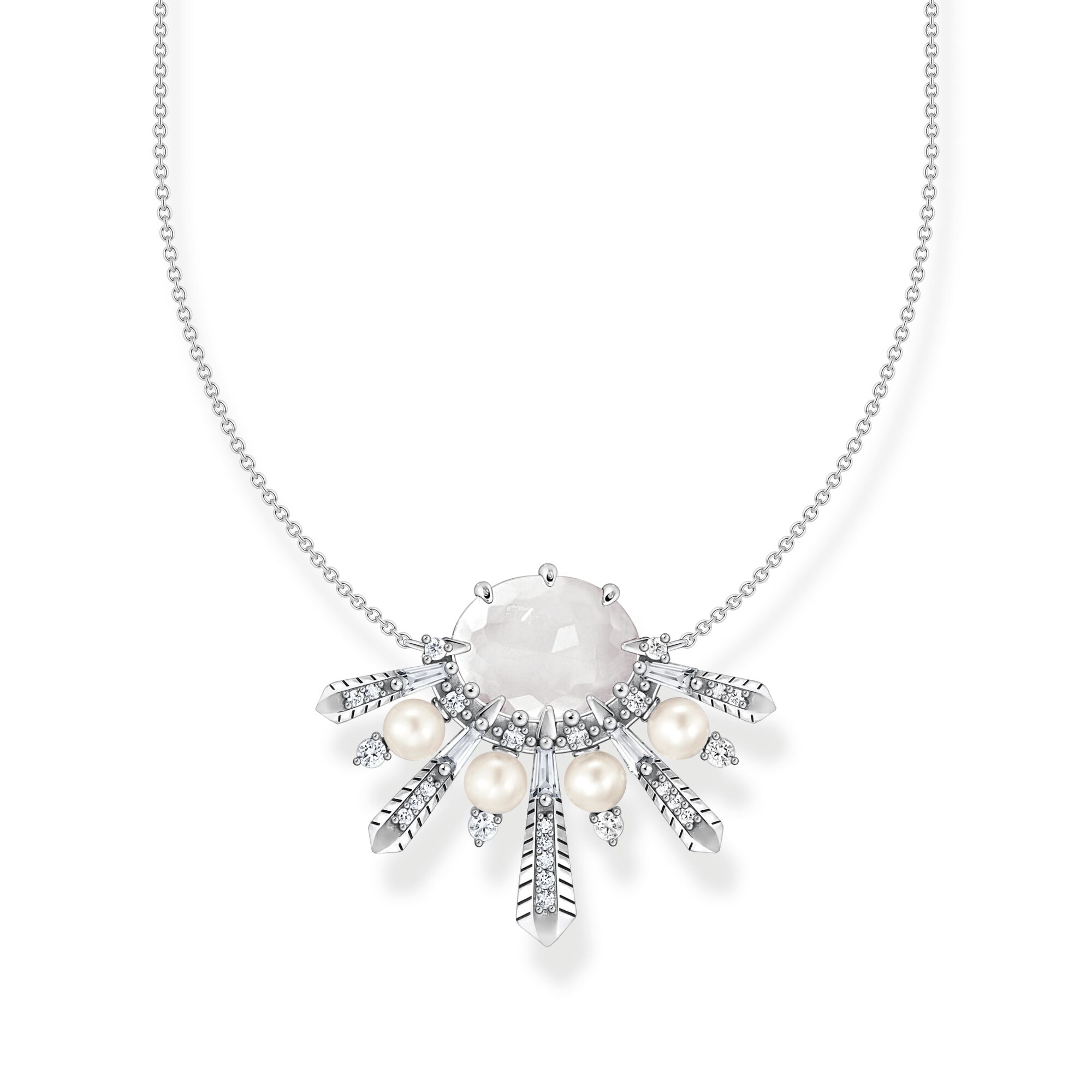 THOMAS SABO Necklace milky quartz with winter sun rays silver
