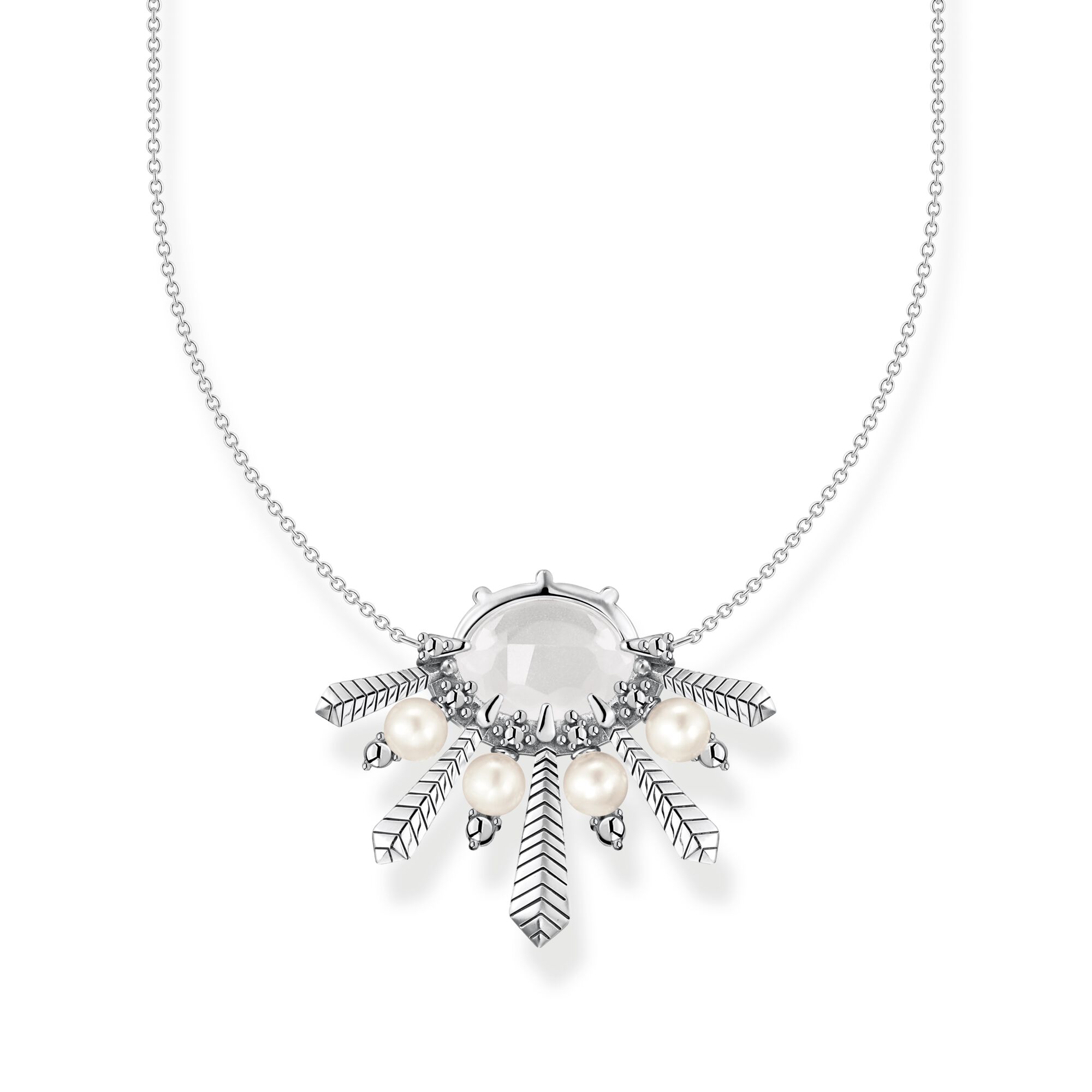 THOMAS SABO Necklace milky quartz with winter sun rays silver