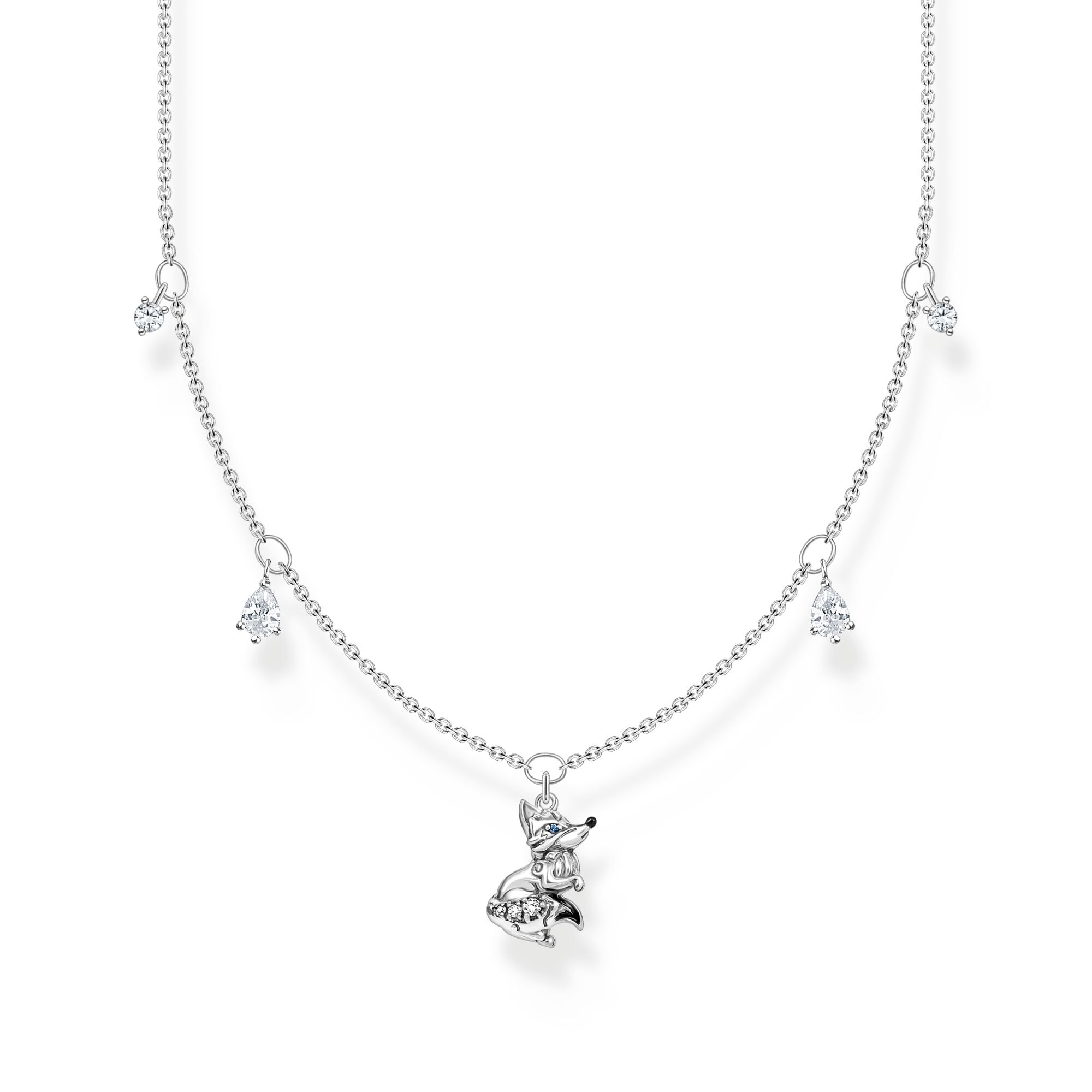 THOMAS SABO Necklace fox with white stones silver