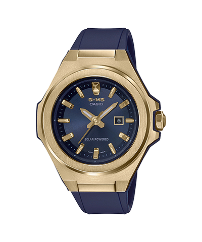 G-MS Gold Bezel Glam Blue Band Watch MSGS500G-2A